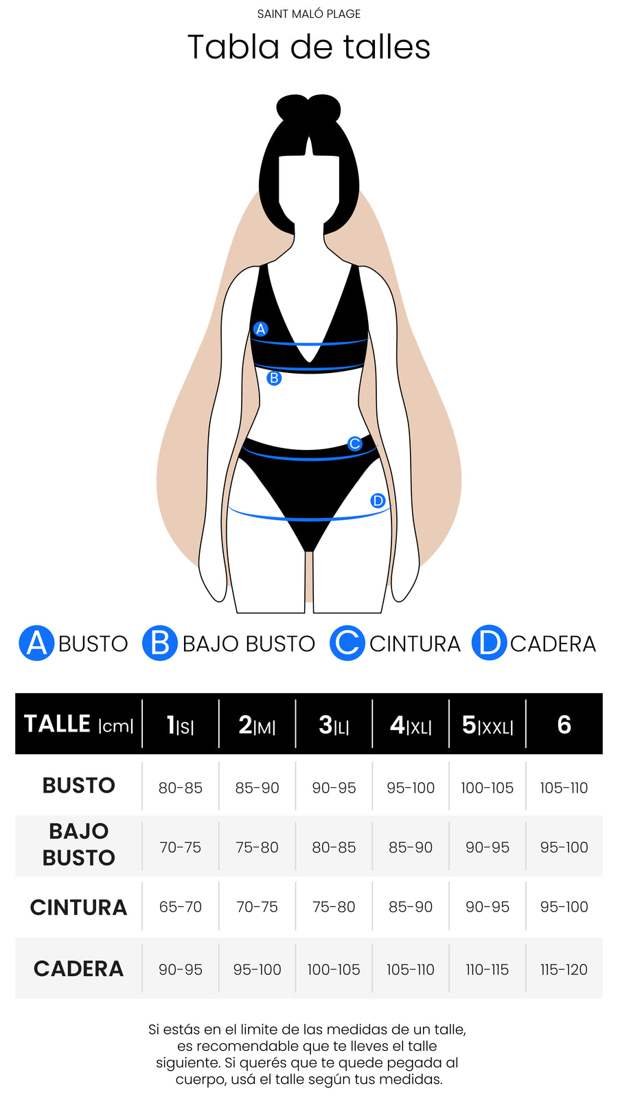 Tabla de talles Bikinis