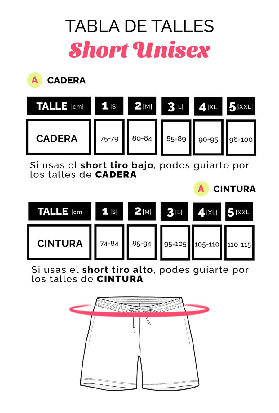 Tabla de talles Shorts